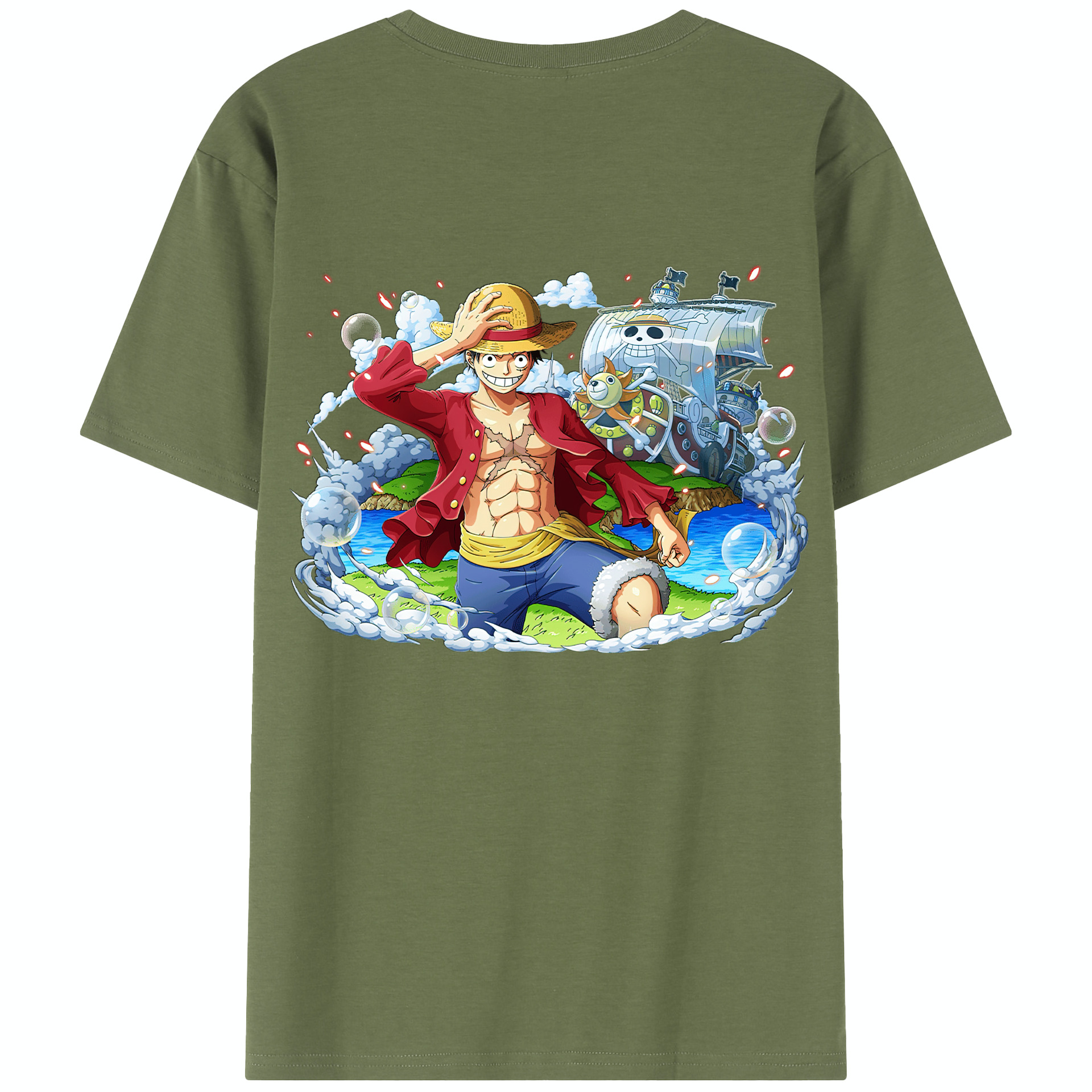 ワンピース モンキー・D・ルフィ ONE PIECE Monkey D. Luffy 綿100％半袖Tシャツ（背面プリント）